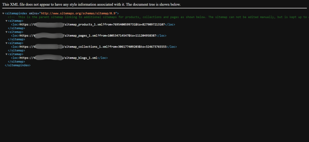 Shopify sitemap - crawling chameleon